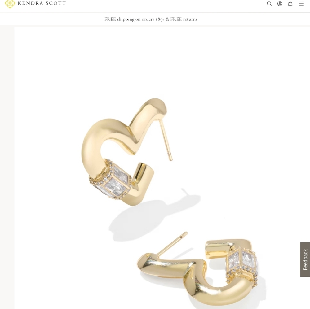 Emery Heart Gold Hoop Earrings